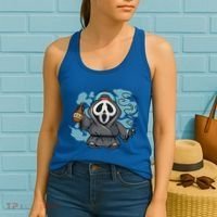 Skeleton Beer Cigar Funny Halloween Women's Tank Top thumb 2