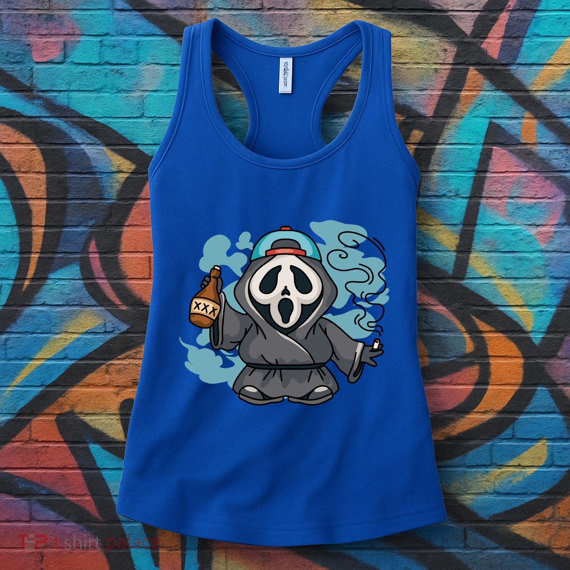 Skeleton Beer Cigar Funny Halloween Women's Tank Top