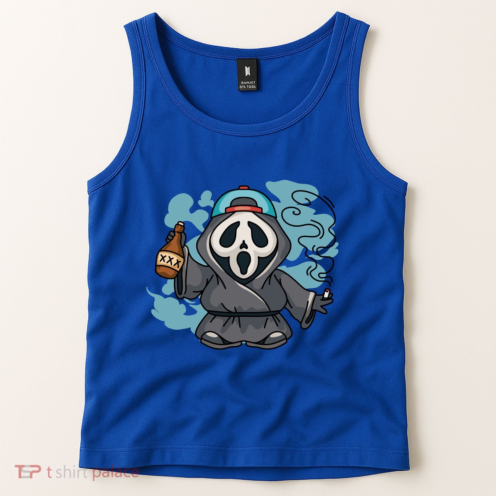 Skeleton Beer Cigar Funny Halloween Tank Top