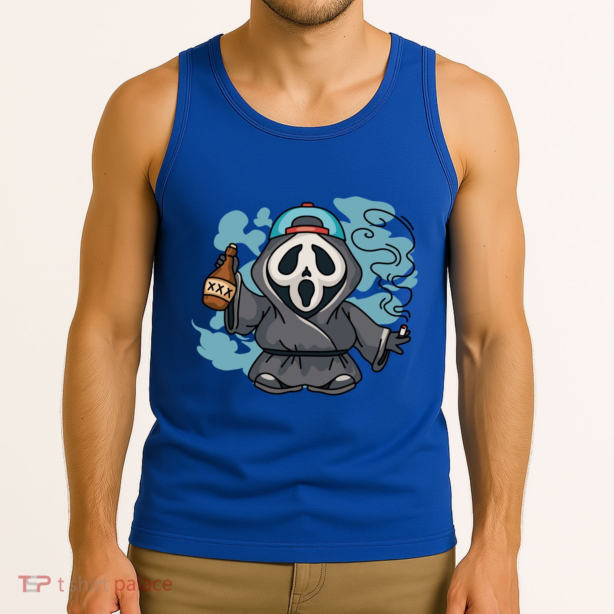 Skeleton Beer Cigar Funny Halloween Tank Top
