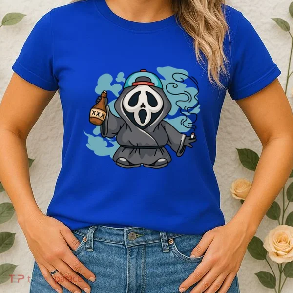 Skeleton Beer Cigar Funny Halloween Women's T-Shirt