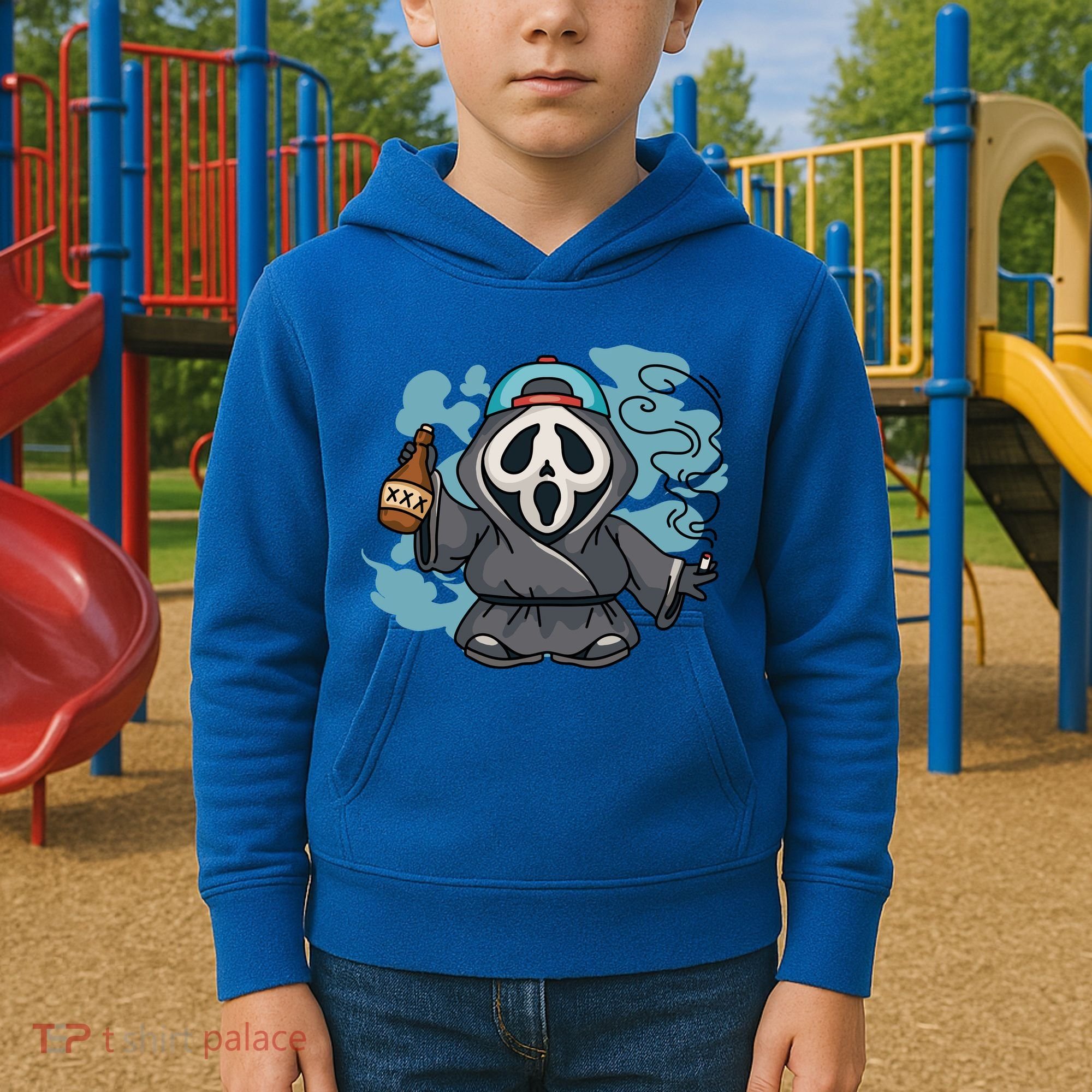 Skeleton Beer Cigar Funny Halloween Kids Hoodie