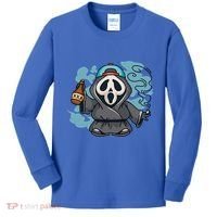 Skeleton Beer Cigar Funny Halloween Kids Long Sleeve Shirt thumb 0