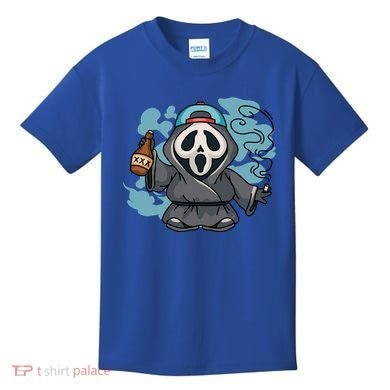 Skeleton Beer Cigar Funny Halloween Kids T-Shirt