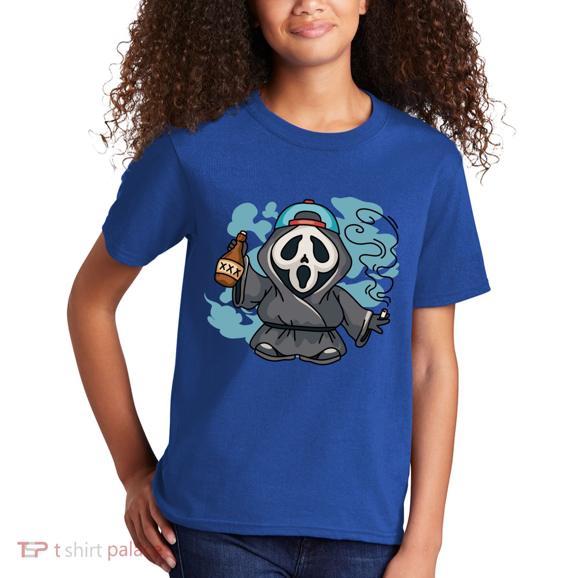 Skeleton Beer Cigar Funny Halloween Kids T-Shirt