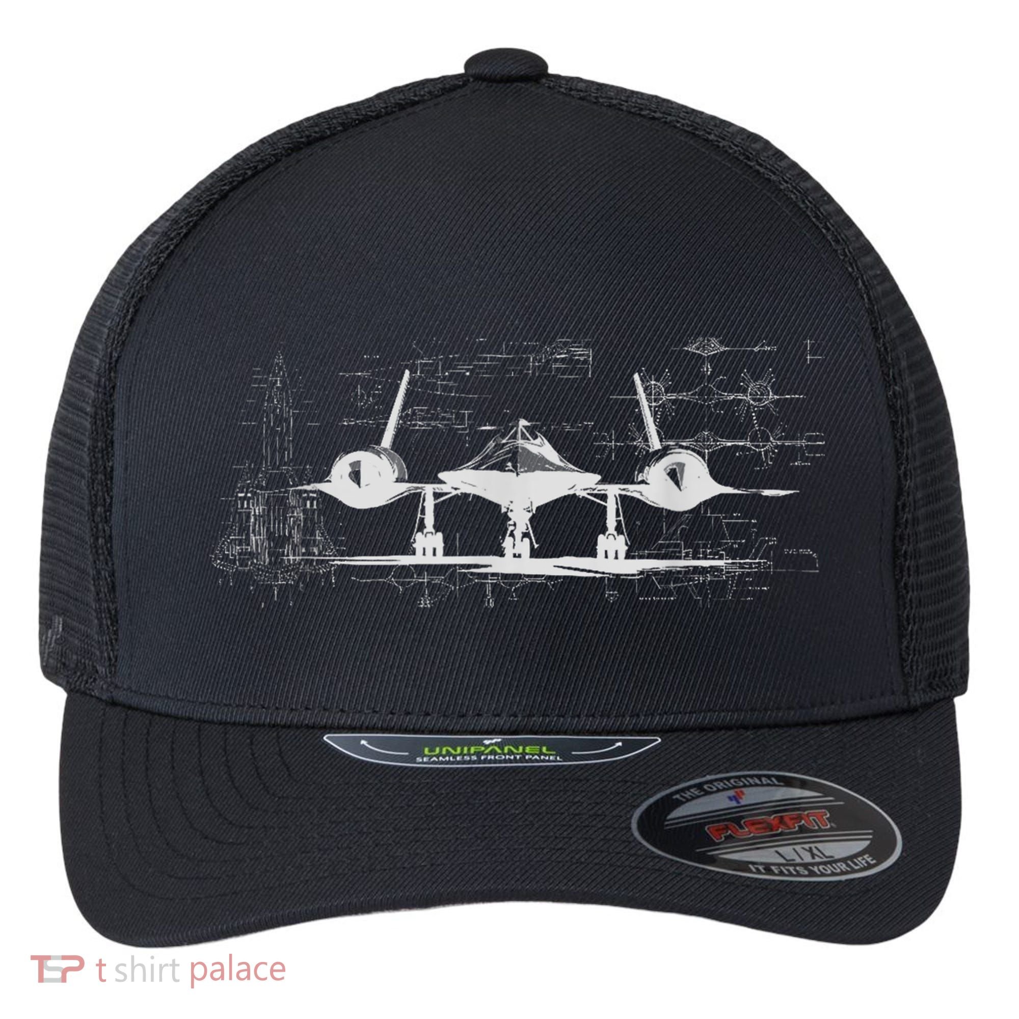 SR71 Blackbird Cold War Recon Plane Flexfit Unipanel Trucker Cap