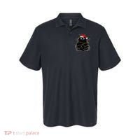 Santa Black Cat Tangled Up In Christmas Tree Lights Holiday Polo thumb 0