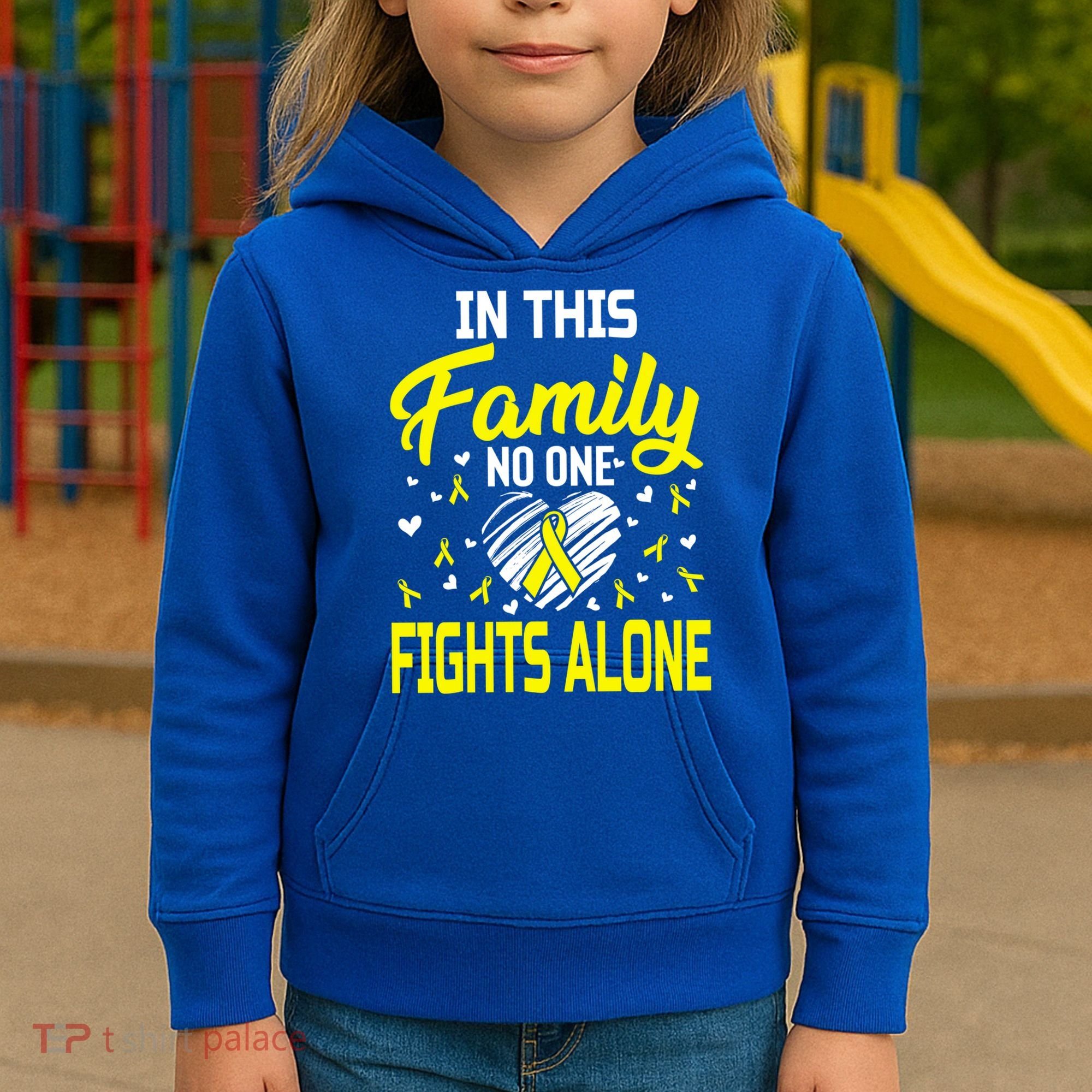 Sarcoma Bone Cancer In This Family No One Fights Alone Gift Kids Hoodie