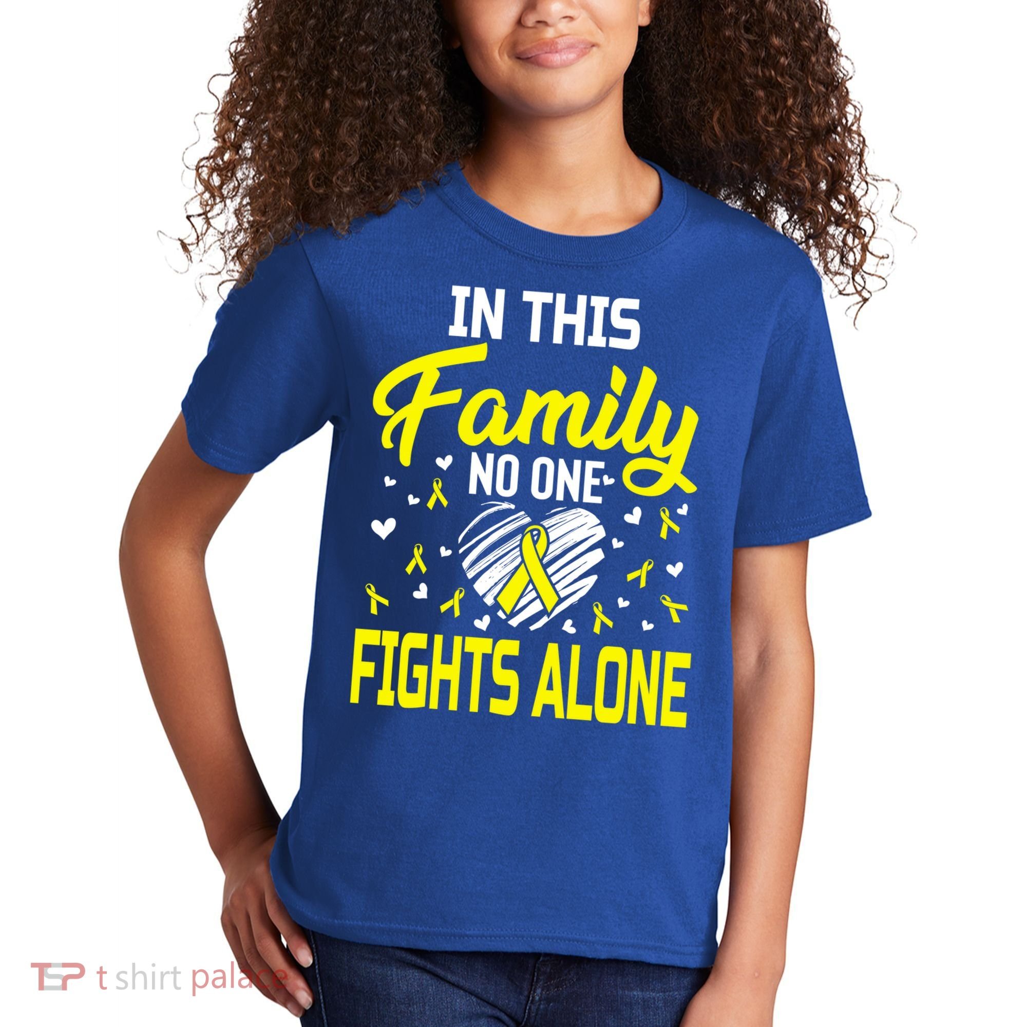Sarcoma Bone Cancer In This Family No One Fights Alone Gift Kids T-Shirt
