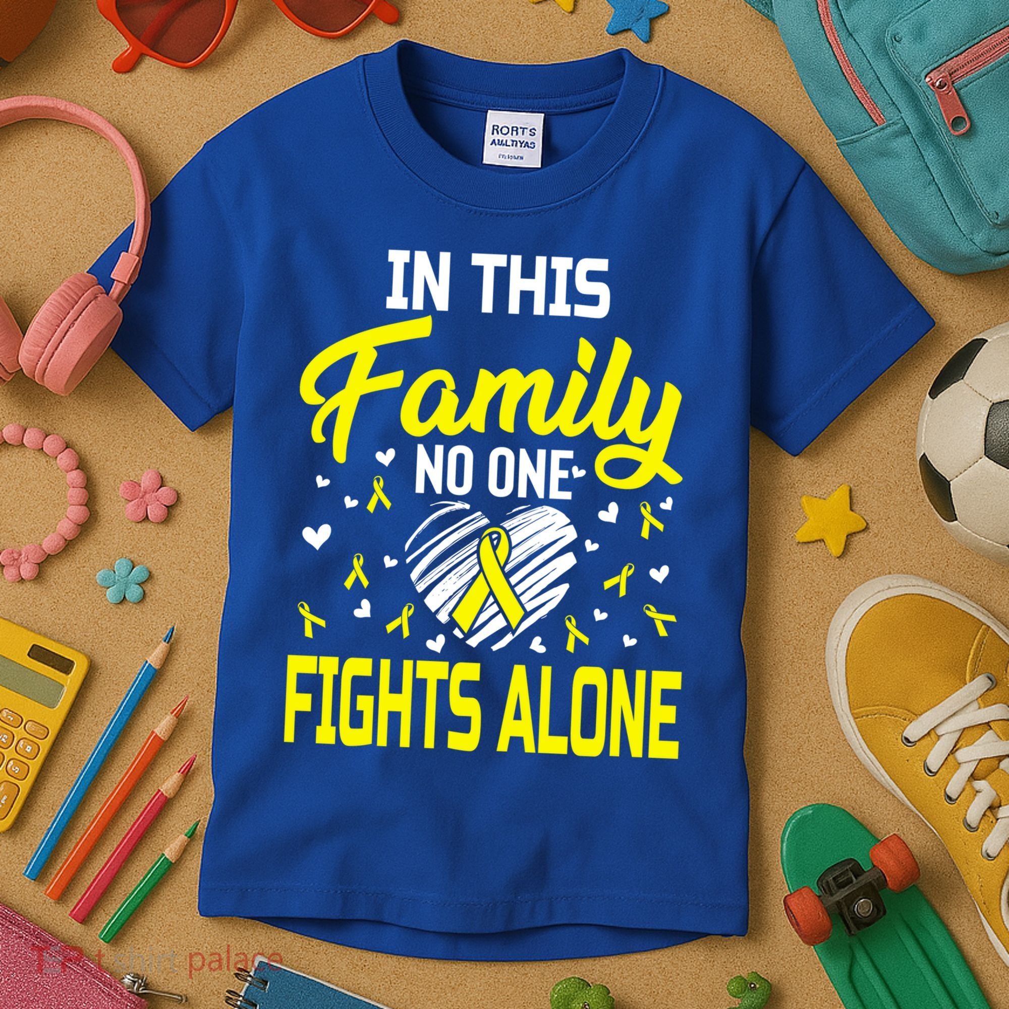 Sarcoma Bone Cancer In This Family No One Fights Alone Gift Kids T-Shirt