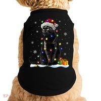 Santa Black Cat Tangled Up In Christmas Tree Lights Holiday Great Gift Doggie Tank thumb 0