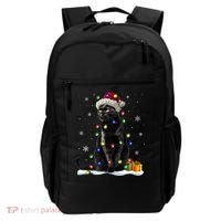 Santa Black Cat Tangled Up In Christmas Tree Lights Holiday Great Gift Backpack thumb 0