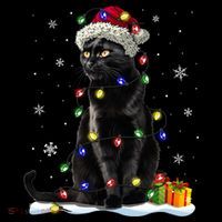Santa Black Cat Tangled Up In Christmas Tree Lights Holiday Great Gift Coffee Mug thumb 5