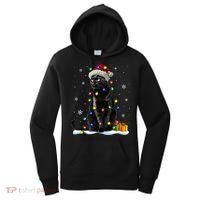 Santa Black Cat Tangled Up In Christmas Tree Lights Holiday Great Gift Women's Hoodie thumb 0