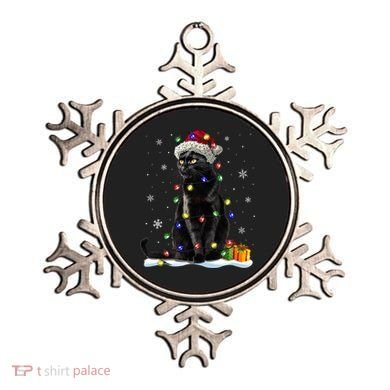 Santa Black Cat Tangled Up In Christmas Tree Lights Holiday Great Gift Ornament