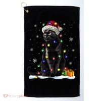 Santa Black Cat Tangled Up In Christmas Tree Lights Holiday Great Gift Golf Towel thumb 0