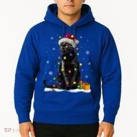 Santa Black Cat Tangled Up In Christmas Tree Lights Holiday Great Gift Hoodie thumb 2