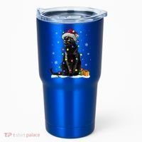 Santa Black Cat Tangled Up In Christmas Tree Lights Holiday Great Gift Tumbler thumb 0