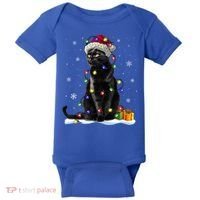 Santa Black Cat Tangled Up In Christmas Tree Lights Holiday Great Gift Baby Bodysuit thumb 0