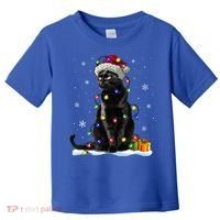 Santa Black Cat Tangled Up In Christmas Tree Lights Holiday Great Gift Toddler T-Shirt thumb 0