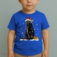 Santa Black Cat Tangled Up In Christmas Tree Lights Holiday Great Gift Toddler T-Shirt thumb 2
