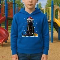 Santa Black Cat Tangled Up In Christmas Tree Lights Holiday Great Gift Kids Hoodie thumb 2