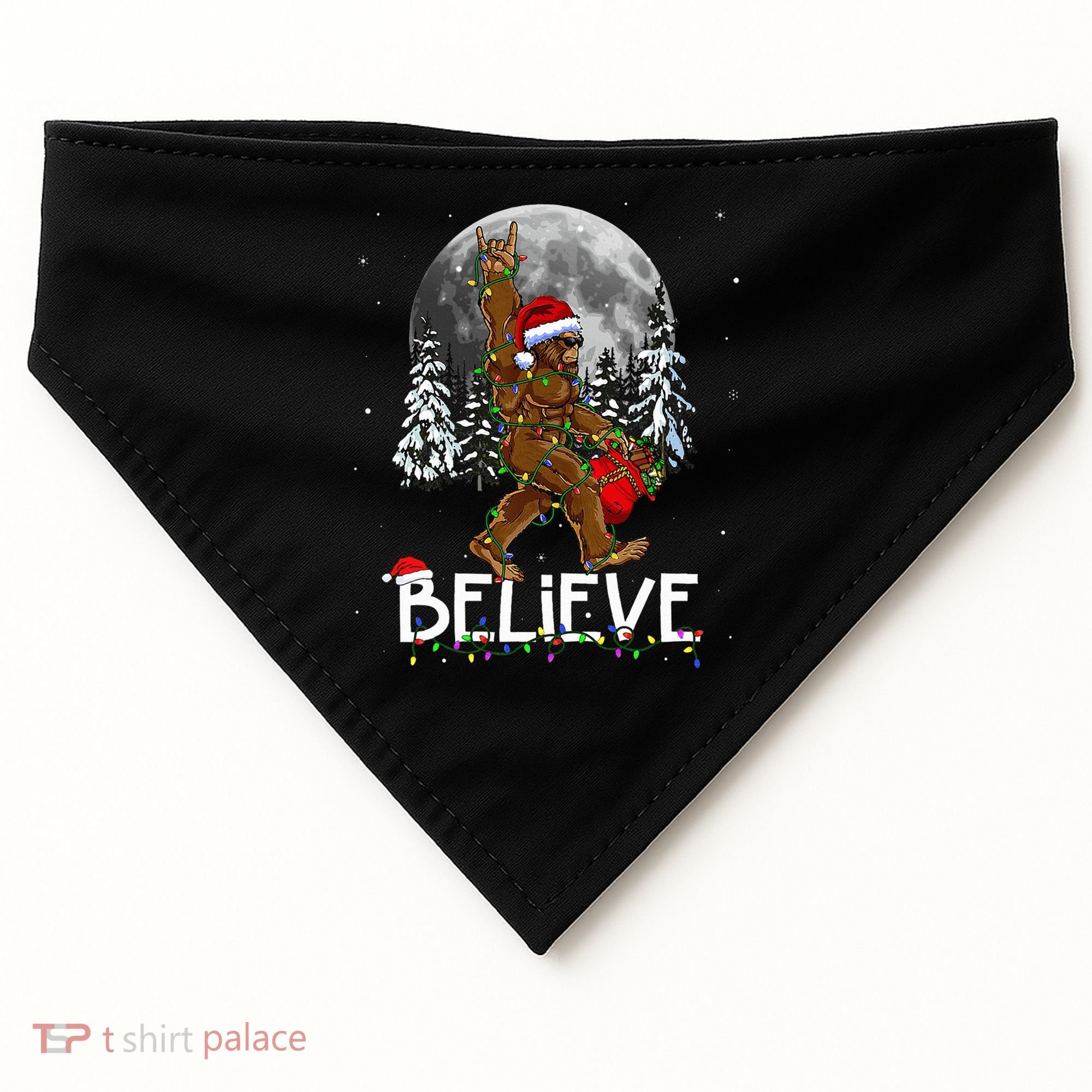 Santa Bigfoot Christmas Sasquatch Believe USA-Made Doggie Bandana