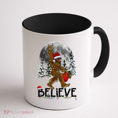 Santa Bigfoot Christmas Sasquatch Believe Coffee Mug back