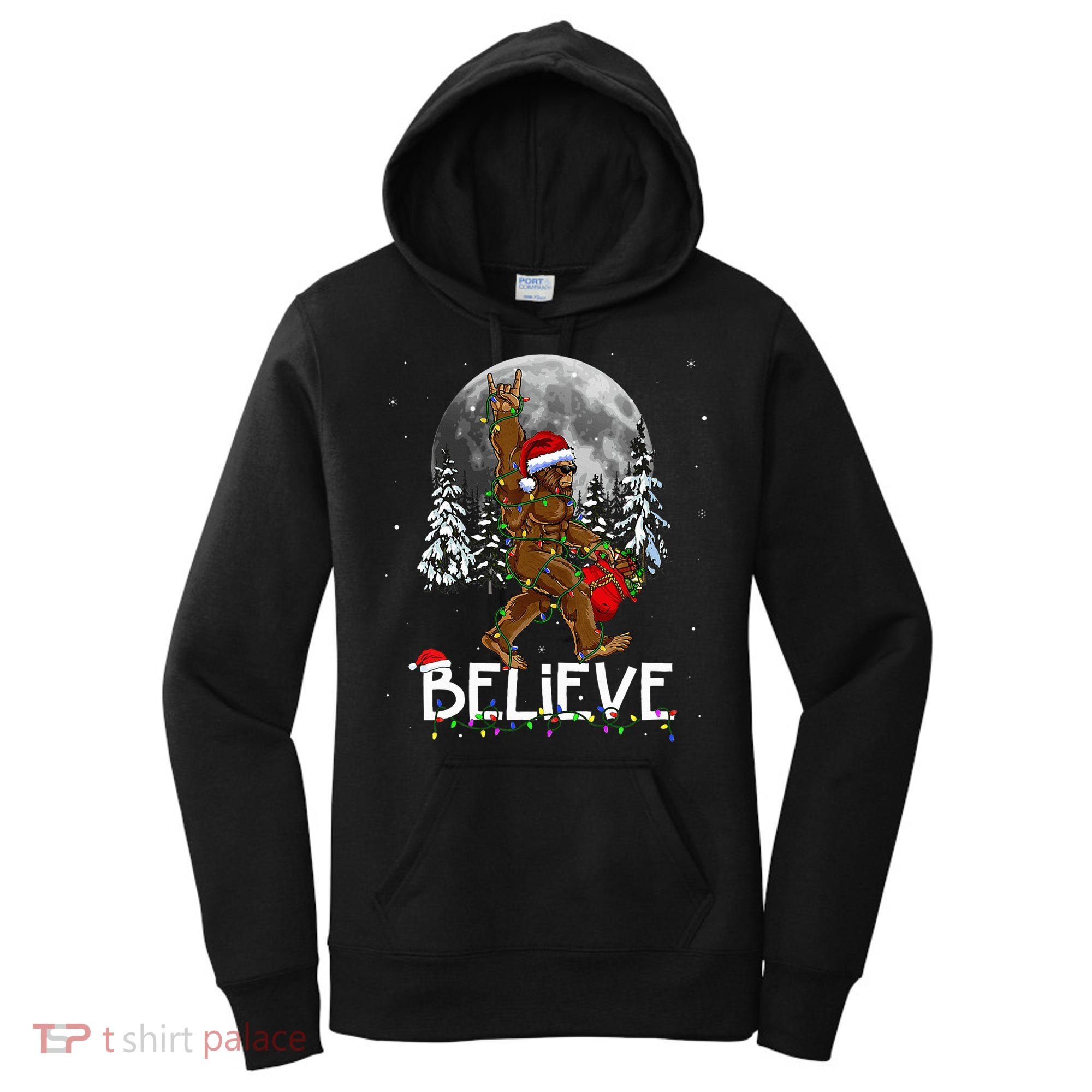 Santa Bigfoot Christmas Sasquatch Believe Women's Hoodie