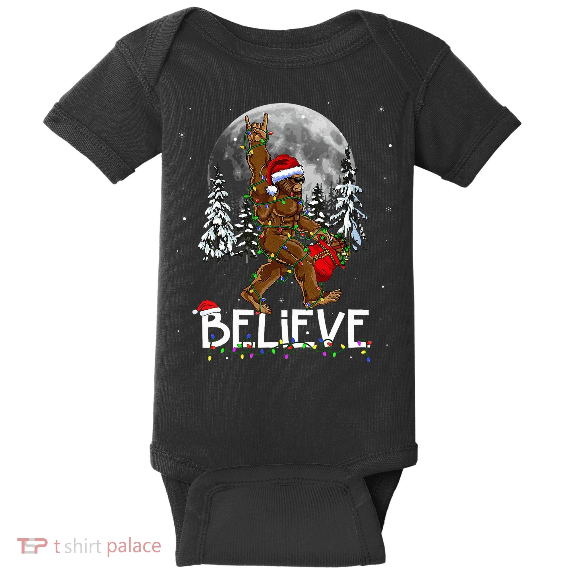 Santa Bigfoot Christmas Sasquatch Believe Baby Bodysuit