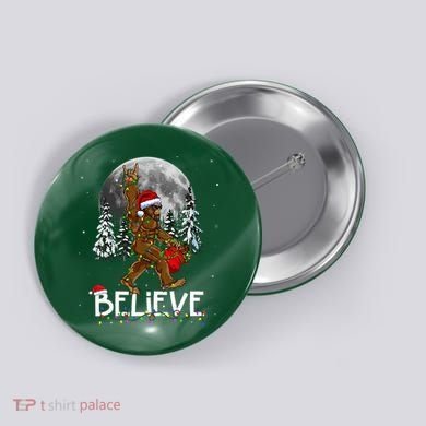 Santa Bigfoot Christmas Sasquatch Believe Button