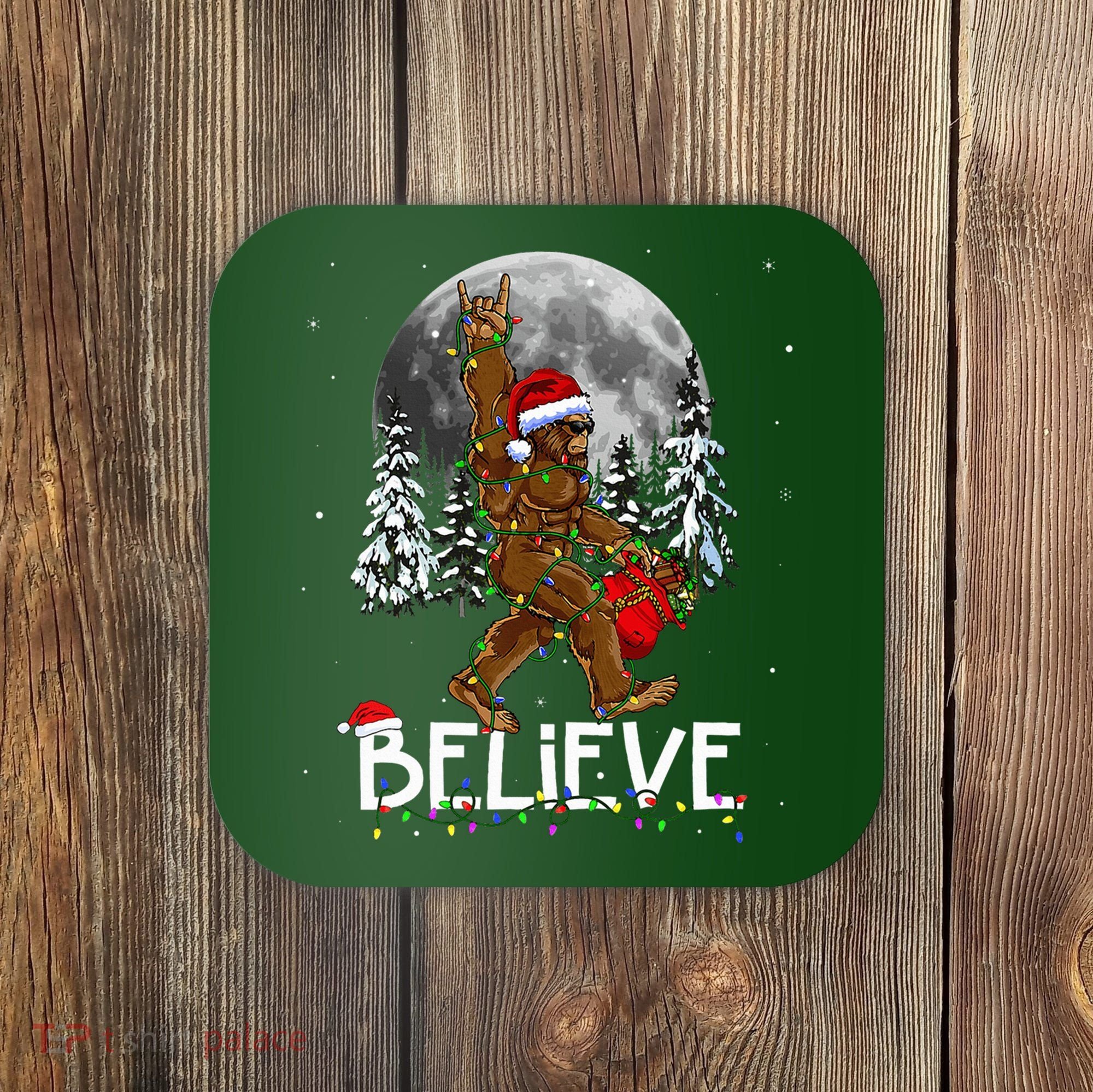 Santa Bigfoot Christmas Sasquatch Believe Coaster