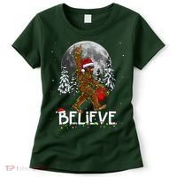 Santa Bigfoot Christmas Sasquatch Believe Women's T-Shirt thumb 0