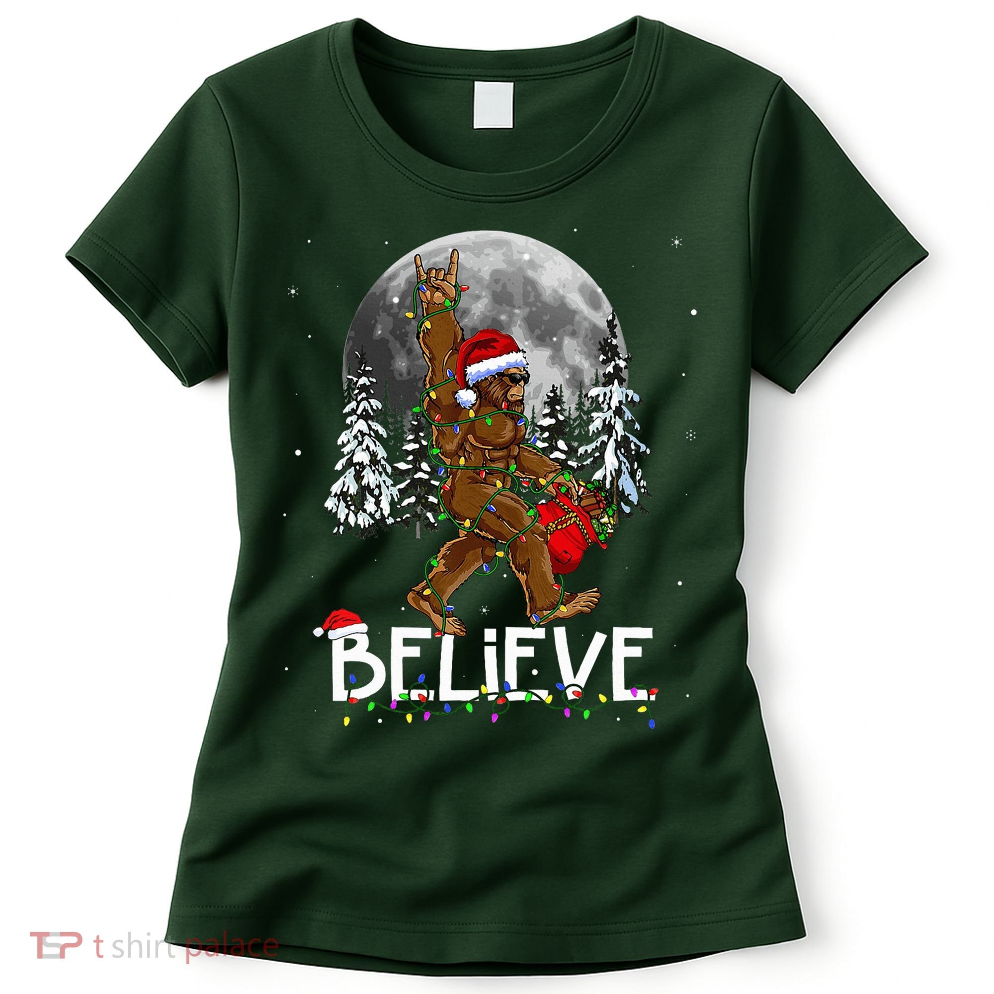 Santa Bigfoot Christmas Sasquatch Believe Women's T-Shirt
