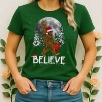 Santa Bigfoot Christmas Sasquatch Believe Women's T-Shirt thumb 2