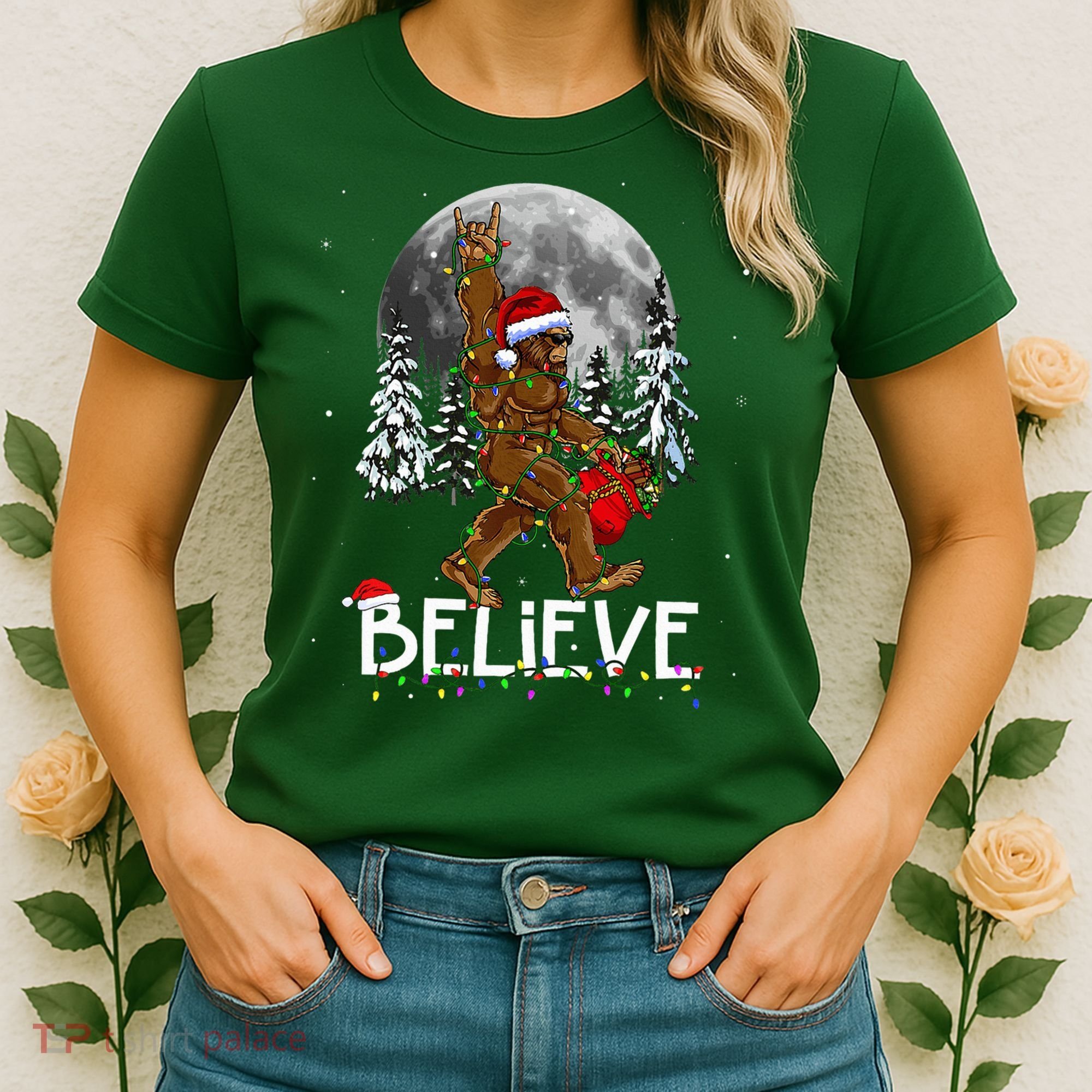Santa Bigfoot Christmas Sasquatch Believe Women's T-Shirt