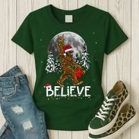 Santa Bigfoot Christmas Sasquatch Believe Women's T-Shirt thumb 3