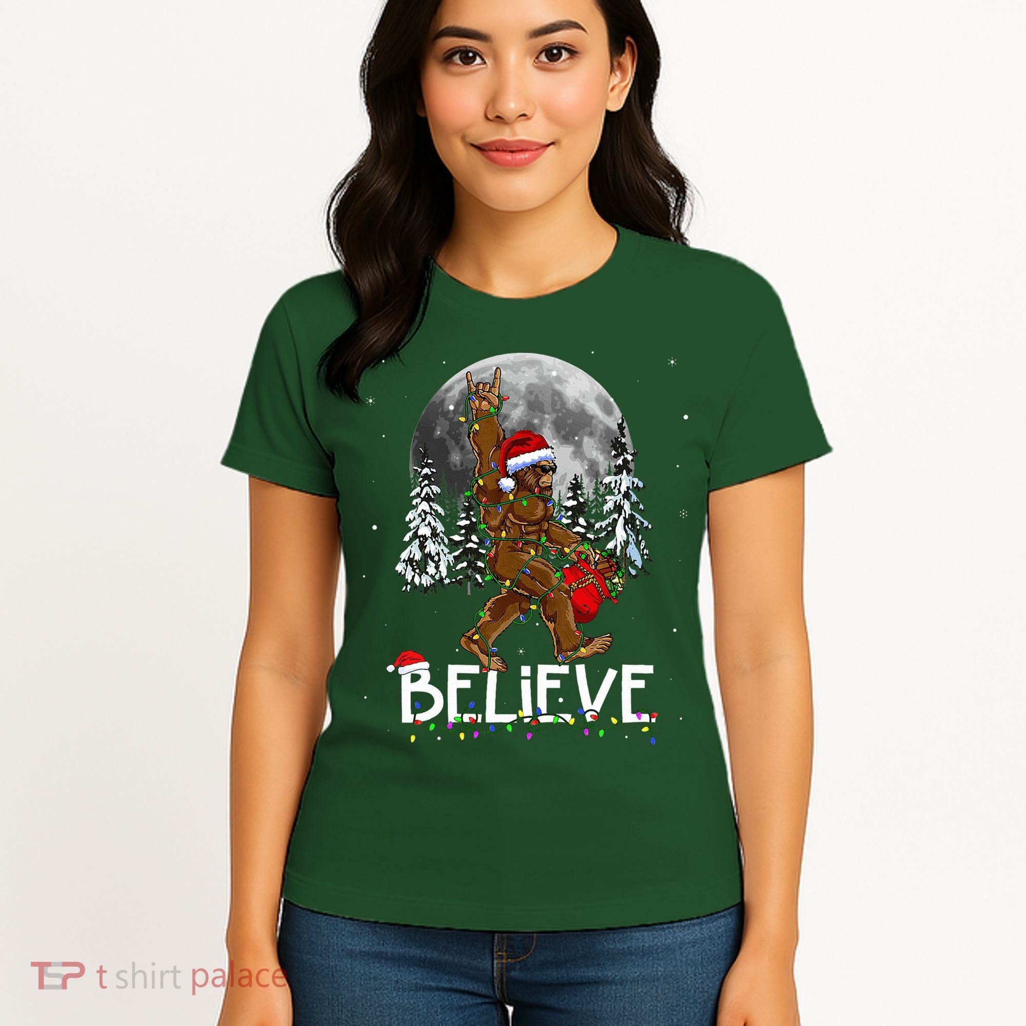 Santa Bigfoot Christmas Sasquatch Believe Women's T-Shirt