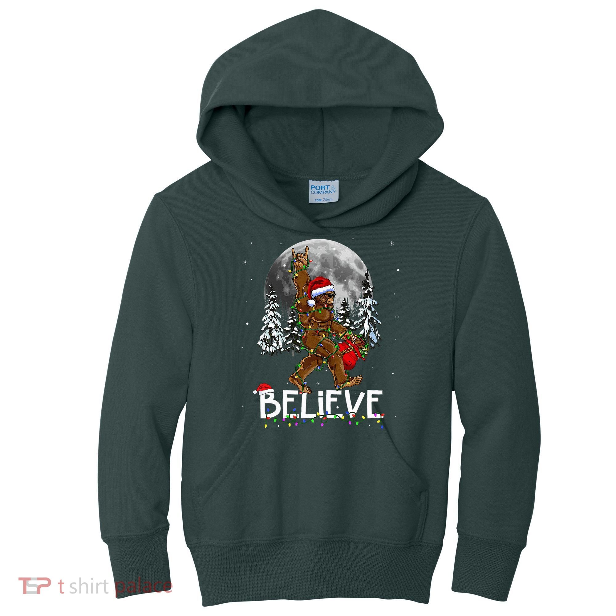 Santa Bigfoot Christmas Sasquatch Believe Kids Hoodie