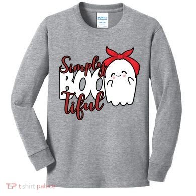 Simply Bootiful Cute Halloween Ghost Kids Long Sleeve Shirt
