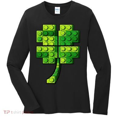 Shamrock Building Clover Blocks St Patricks Day Women's Long Sleeve Shirt