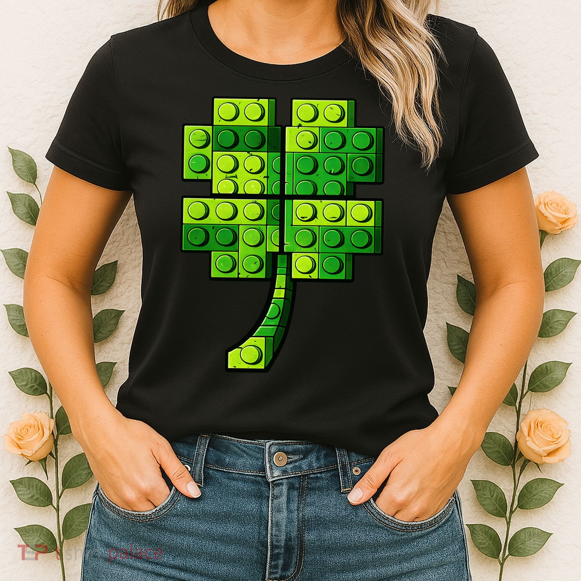 Shamrock Building Clover Blocks St Patricks Day Women's T-Shirt