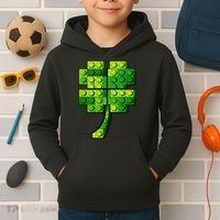 Shamrock Building Clover Blocks St Patricks Day Kids Hoodie thumb 2