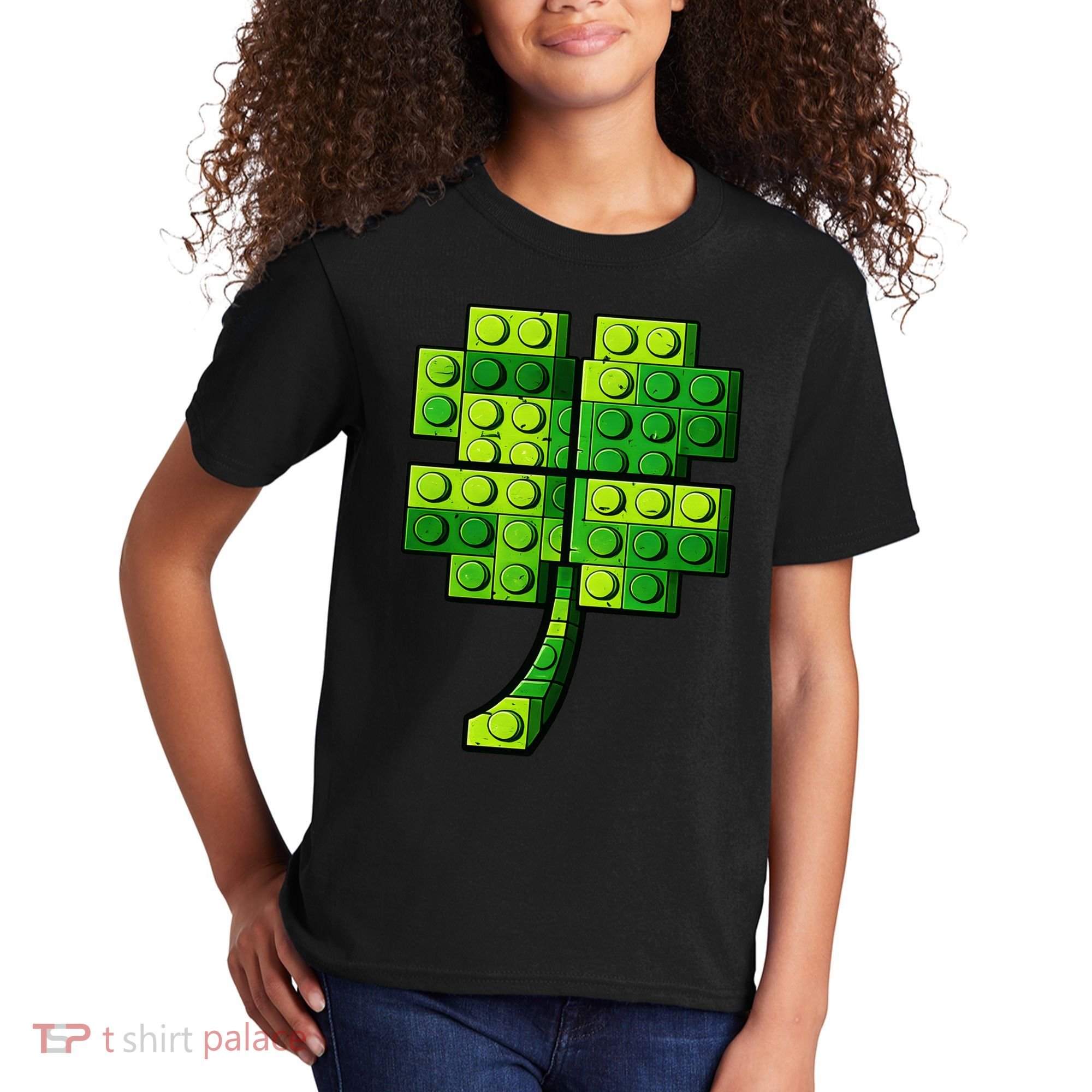 Shamrock Building Clover Blocks St Patricks Day Kids T-Shirt