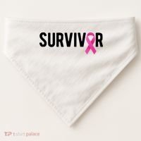 Survivor Breast Cancer Awareness Ribbon USA-Made Doggie Bandana thumb 0