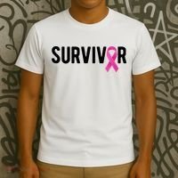 Survivor Breast Cancer Awareness Ribbon T-Shirt thumb 3