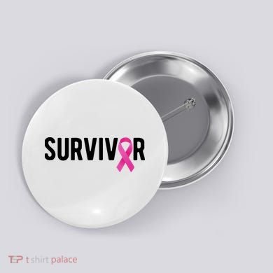 Survivor Breast Cancer Awareness Ribbon Button