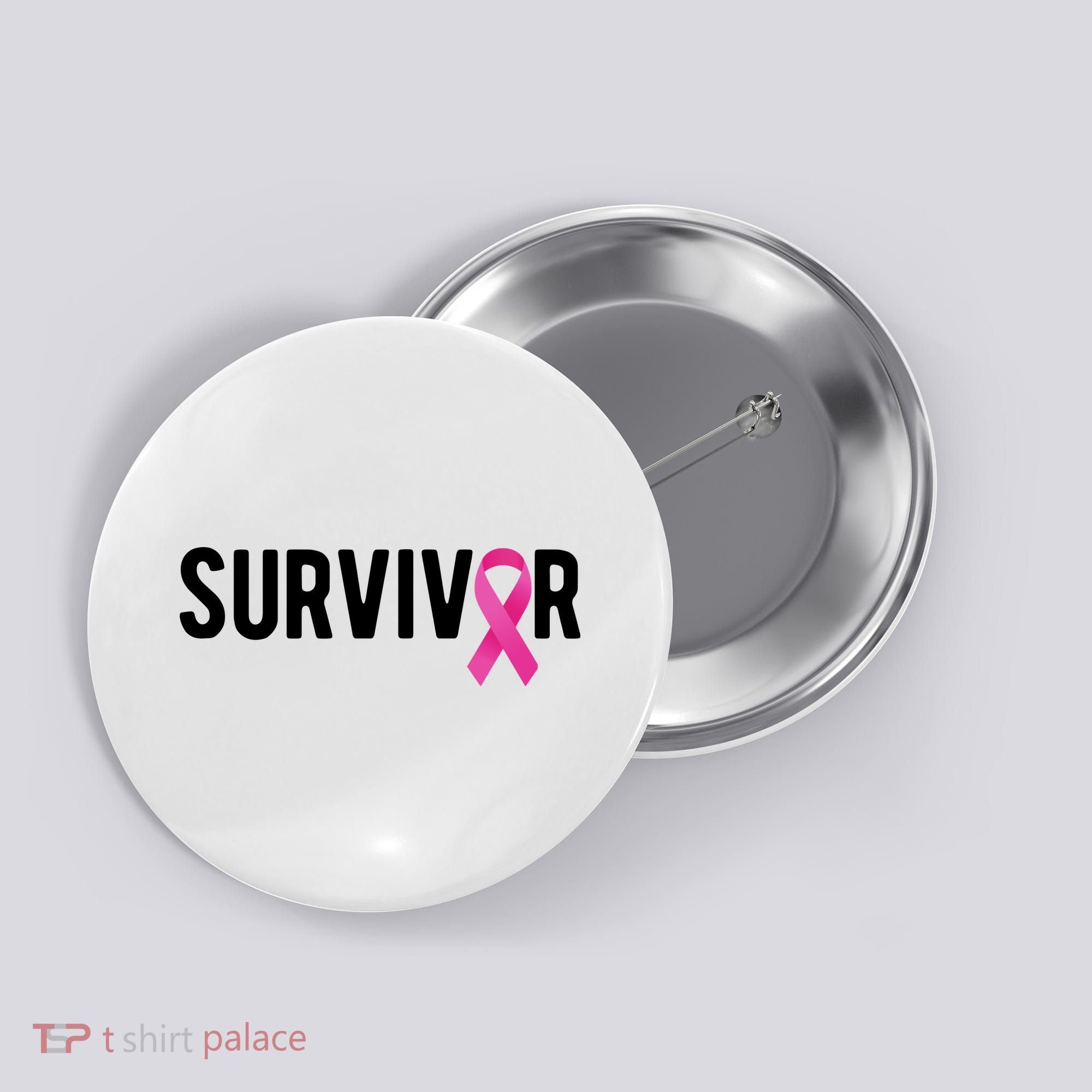 Survivor Breast Cancer Awareness Ribbon Button