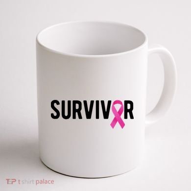 Survivor Breast Cancer Awareness Ribbon Coffee Mug back