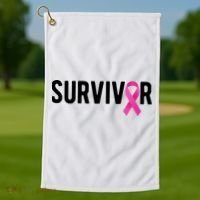 Survivor Breast Cancer Awareness Ribbon Golf Towel thumb 1